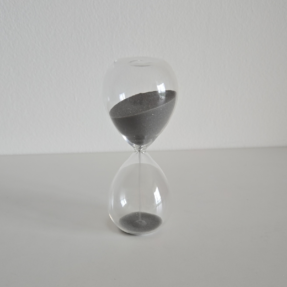 Mini Glass Hourglass with Gray Sand